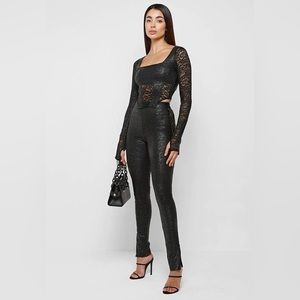 MANIERE DE VOIR VEGAN LEATHER & LACE LEGGINGS - BLACK US0 New